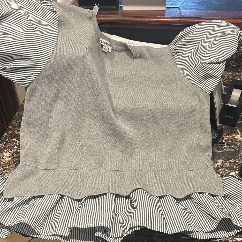Gray Striped Women's Top